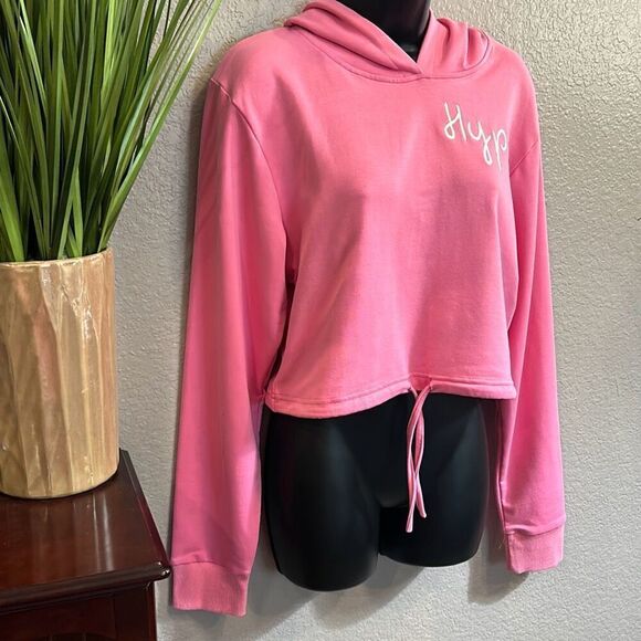 #303 Hypo fitness, Barbie pink, long sleeve cropped hoodie, size XL juniors - Picture 5 of 10
